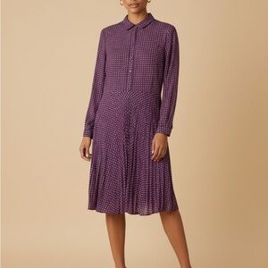 Banana Republic Pleated Shirt Dress – Purple Geo Print – Size 6